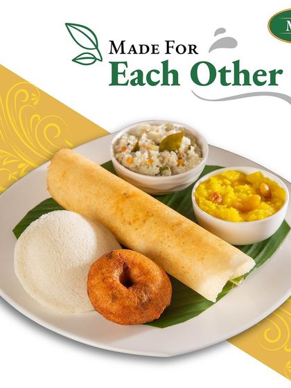 Made for each other. Our mini tiffin plate brings together the best of South Indian breakfast in one perfect serving.