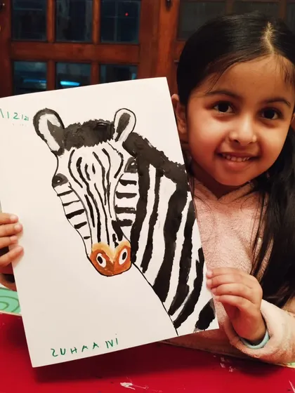 A monochrome beauty. This zebra painting is a great exercise in using black and white acrylics to create a striking and realistic image.