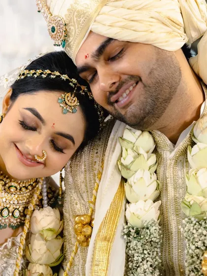The peaceful bliss of a couple, secure in their love, right after the wedding ceremony. These are the quiet moments we cherish.