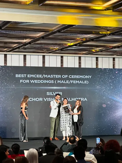 Another shot from the WeddingSutra awards night. The joy of this moment was indescribable, and making my mom proud was the real highlight.