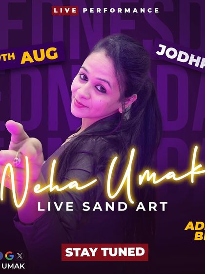 A poster for my live sand art show for Aditya Birla Group's Hindalco in Jodhpur. The handwritten font style adds a personal touch.