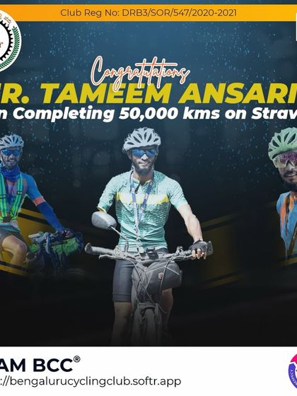 A huge congratulations to Tameem Ansari on completing 50,000 kms on Strava. Your endurance and spirit are an example for all of us.