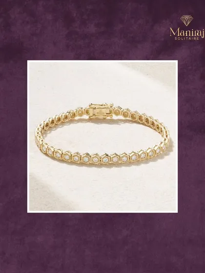 A classic tennis bracelet is a symbol of timeless style. This piece, with its hexagonal diamond settings, adds a modern twist to a beloved design.