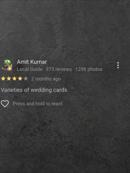 Sometimes, the simplest feedback says it all. I take pride in offering a wide variety of wedding card designs to ensure that every couple can find something that perfectly suits their taste and wedding theme.