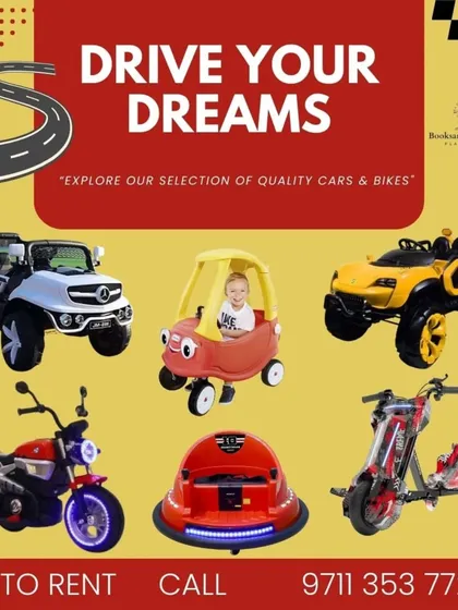 My "Drive Your Dreams" collection features a wide range of quality cars and bikes for rent. From the classic Cozy Coupe to powerful battery jeeps and drifters, there's a ride for every child.
