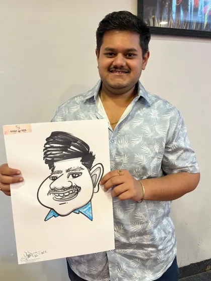 This guest was really happy with his fun caricature. My goal is to create a lighthearted and amusing portrait for everyone.