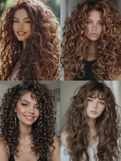 This collage showcases the beauty and versatility of long curly hair. In my masterclass, we dive deep into techniques for managing and styling long curls to enhance their natural pattern and create stunning, voluminous looks.
