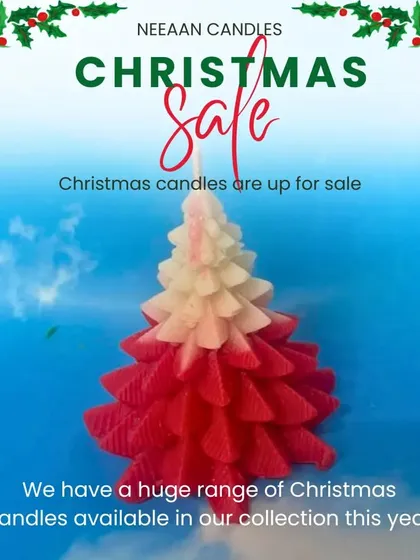 Our Christmas candles are on sale. This beautiful red and white ombre Christmas tree candle is part of our huge collection for the year.