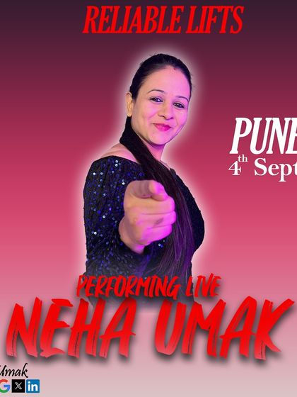 A bold poster for my performance for Reliable Lifts in Pune. The design is modern and eye-catching.