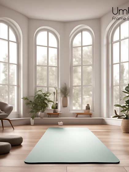 The clean lines and natural materials in this yoga room help create a calming atmosphere, free from distractions.