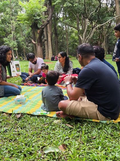 The children are completely focused as the story of 'The Gruffalo's Child' unfolds. These classic tales are a fantastic way to explore themes like courage and cleverness.