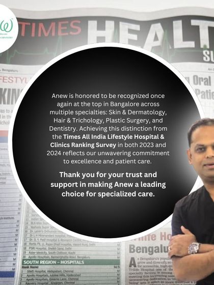 I am honored that my clinic was recognized by the Times All India Lifestyle Hospital & Clinics Ranking Survey as a top provider in Bangalore. This award reflects my unwavering commitment to excellence and patient care across all specialties.