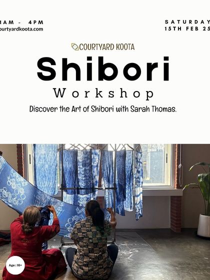 A promotional graphic for the Shibori workshop, featured in our February events calendar.