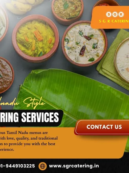 Our delicious Tamil Nadu menus are prepared with love, quality, and traditional presentation. This image of a full meal on a banana leaf showcases the care we put into every dining experience.