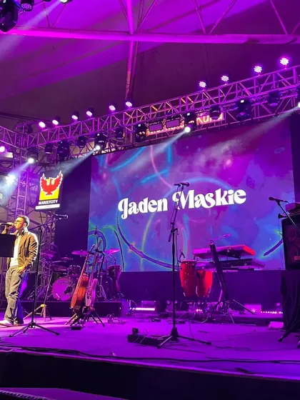 The full stage view from our Mumbai performance. We had a great setup with professional lighting and sound to give the audience the best possible experience.