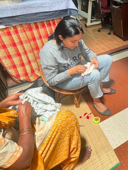 A student deeply focused on her work during our embroidery club meeting. It is a space for 'me time', away from the pressures of daily life.