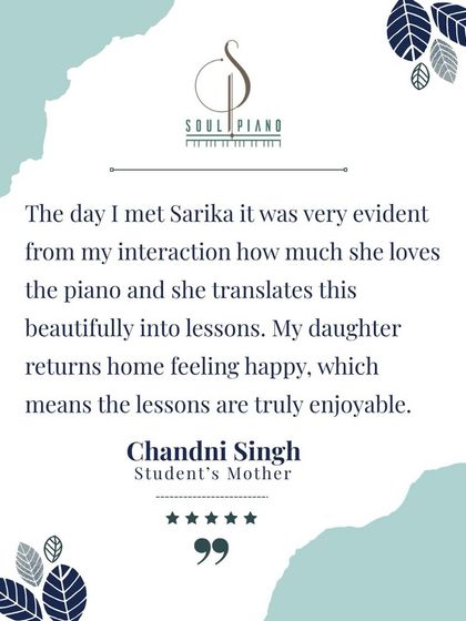 This feedback from a student's mother warms my heart. Knowing that my love for the piano translates into enjoyable lessons that make a child happy is the ultimate goal.