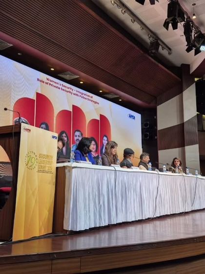 A view of the full panel at the CAPSI summit. Bringing together experts from legal, security, and corporate backgrounds creates a powerful synergy for change.