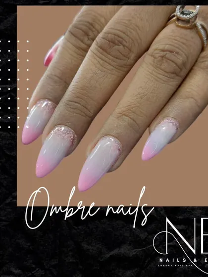 A graphic showcasing our beautiful ombre nails. Book your appointment to get this blended look.