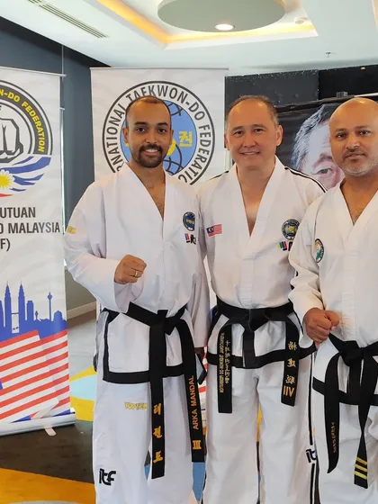 With my master and a senior instructor from the USA. Taekwon-Do is a global family, and these events bring us together.