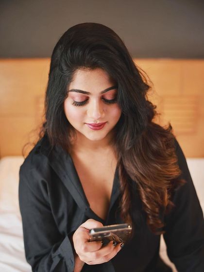 Another shot of the photoshoot glam, highlighting the flawless complexion and eye makeup. This look is designed to be photogenic and long lasting.