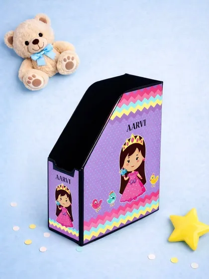 Help your little one keep their storybooks tidy with a personalized folding book rack. This one features a lovely princess theme for Aarvi, and it's sturdy enough for even the most enthusiastic reader.