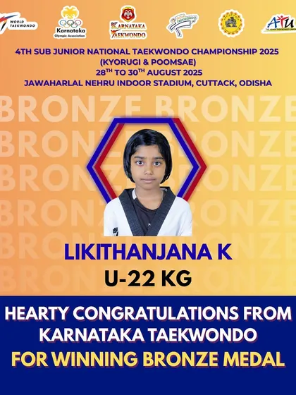 Every medal is earned with sweat and dedication. Congratulations to Likithanjana K for winning the Bronze Medal in the U-22 KG category at the Sub Junior Nationals.