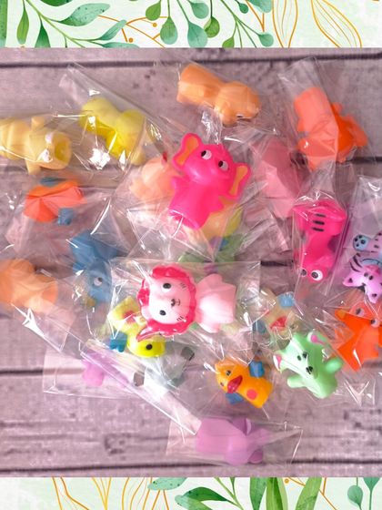 A collection of assorted animal finger puppets. These small toys are perfect for storytelling and imaginative play, making them a great filler for any goodie bag.