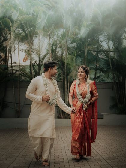 A candid, romantic shot of the couple after their wedding ceremony. The soft, dreamy light and their genuine smiles reflect the happiness of the day. This is the kind of natural couple portrait I love to capture.