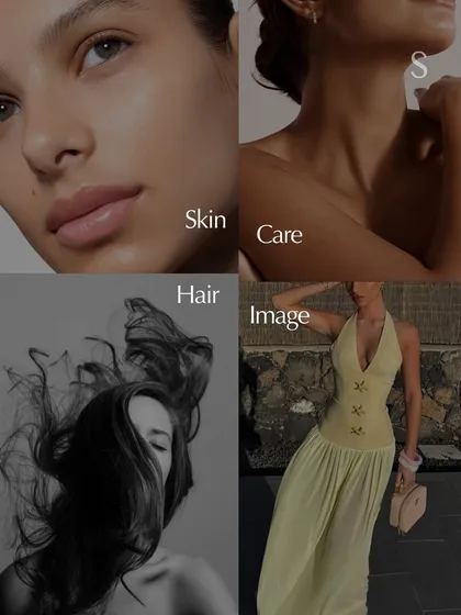 Skin, Hair, Image, Care. This collage represents the holistic approach we take, nurturing your confidence and glow from the inside out.