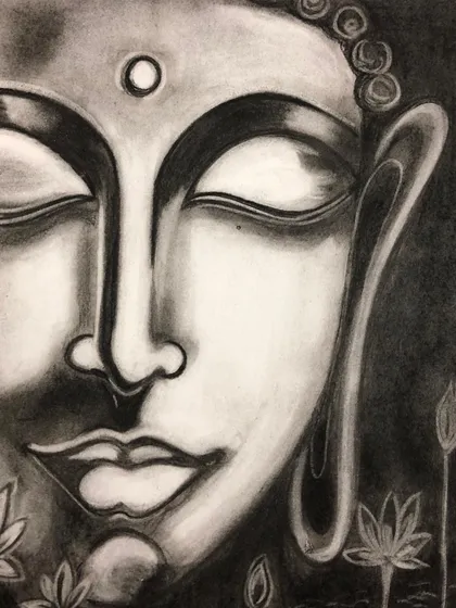 I am always amazed by the depth and focus my students can achieve. This charcoal sketch of Buddha was created by one of my older students, who patiently learned shading techniques to create this peaceful and powerful portrait. It shows how we build skills step by step in my charcoal drawing lessons.