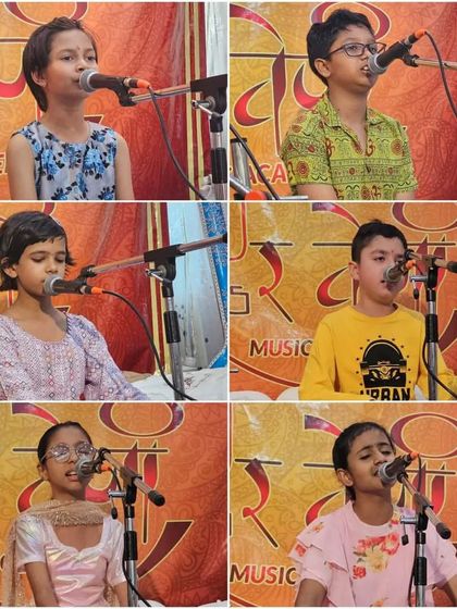 Our youngest students, the future of our tradition, performing with enthusiasm at the Guru Purnima Utsav.