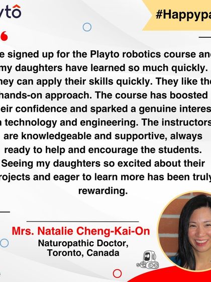 A Naturopathic Doctor from Toronto, Canada, enrolled her daughters and saw their confidence and interest in engineering spark. She highlights the hands-on approach and supportive instructors as key to their rewarding experience.