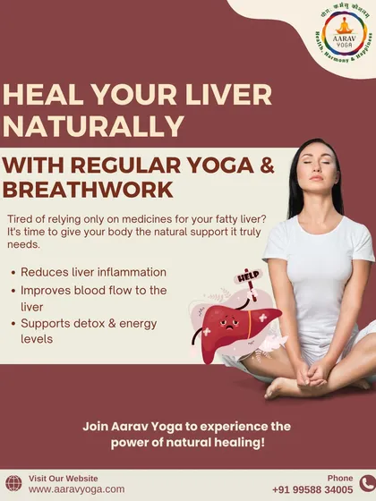 This ad focuses on healing your liver naturally with yoga and breathwork. It explains how our practice can reduce liver inflammation, improve blood flow, and support detoxification.