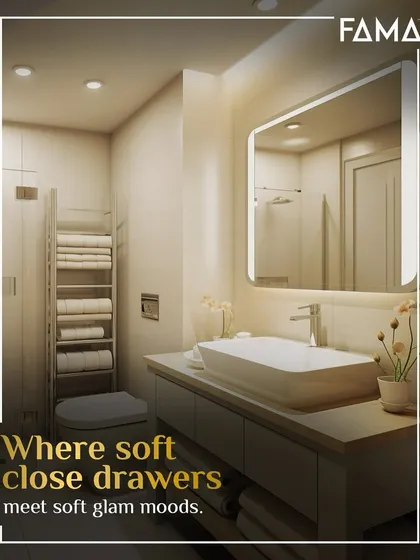 Luxury is in the details you feel every day. This vanity combines soft, ambient lighting from a backlit mirror with the quiet satisfaction of soft-close drawers, turning your daily routine into a moment of soft glam.
