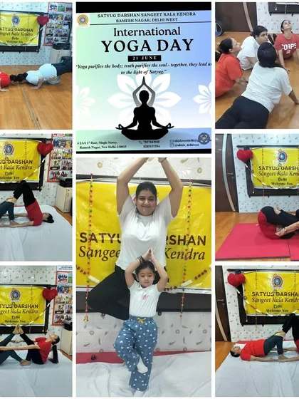 This collage captures the spirit of our International Yoga Day celebration. It shows the variety of asanas we practice, from individual poses and group exercises to fun and challenging partner yoga for all skill levels.