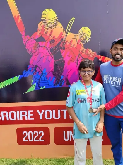 Rivaan Veer Bhayana being awarded for his fantastic knock of 74 runs.