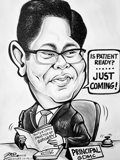 A personalized gift for a medical college principal, capturing his work style with a bit of fun. I can incorporate details about a person's profession to make the gift truly special.