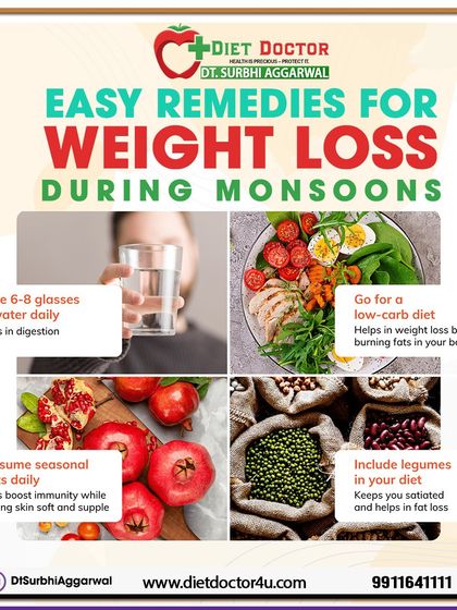 Weight loss during monsoons requires a specific approach. I advise clients to stay hydrated, go for a low-carb diet, consume seasonal fruits, and include legumes to boost immunity and aid fat loss.
