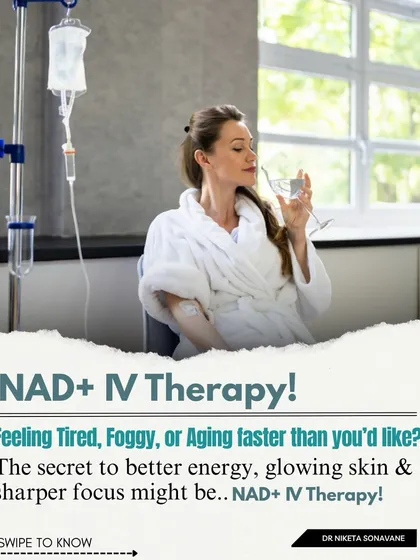 Feeling tired, foggy, or like you're aging faster than you'd like? The secret to better energy, glowing skin, and sharper focus might be NAD+ IV Therapy. This treatment recharges your cells for a complete wellness boost.