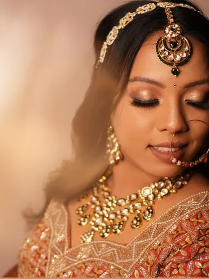 A regal bridal look perfect for a grand wedding. I design looks and provide styling to match your vision.