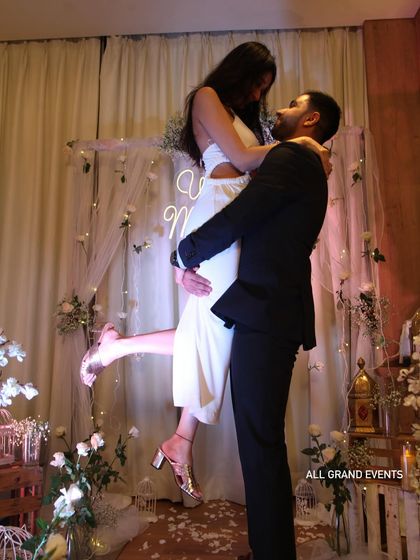 A joyful, candid moment captured after the proposal. Our goal is to create a space where you feel comfortable and can celebrate freely.