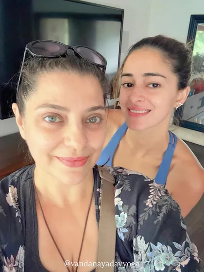 A selfie with my new student, Ananya Panday. It's a joy to welcome new people to the practice and guide them on their personal yoga journey.