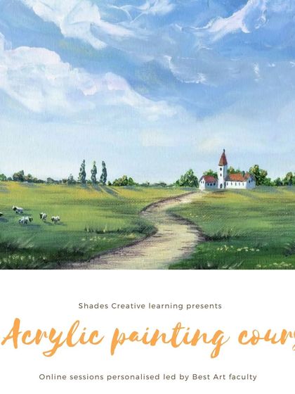 A promotional graphic for our acrylic painting course, highlighting personalized online sessions with our expert faculty.