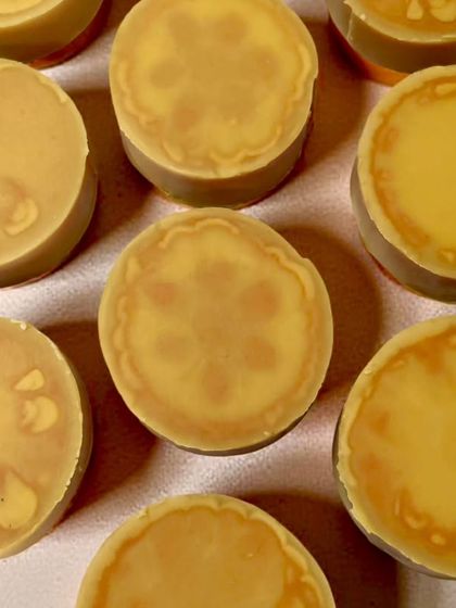 These kaleidoscope face wash soaps were made using the "ghost swirl" technique with a blend of essential oils.