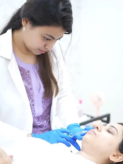 A snapshot of a treatment in progress. Here, one of our expert doctors performs a precise injectable procedure, always focusing on client comfort and safety.