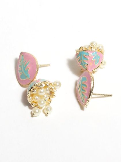 A modern twist on tradition. These hand-painted earrings in pink and blue are crafted from a premium alloy metal, making them lightweight, vibrant, and uniquely yours.