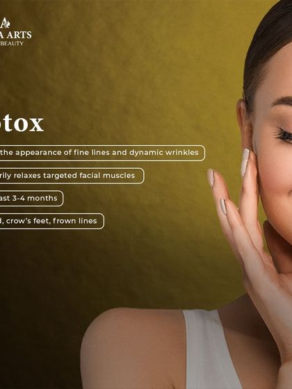 An infographic explaining the function of Botox. It reduces fine lines by temporarily relaxing facial muscles, with results lasting 3-4 months.