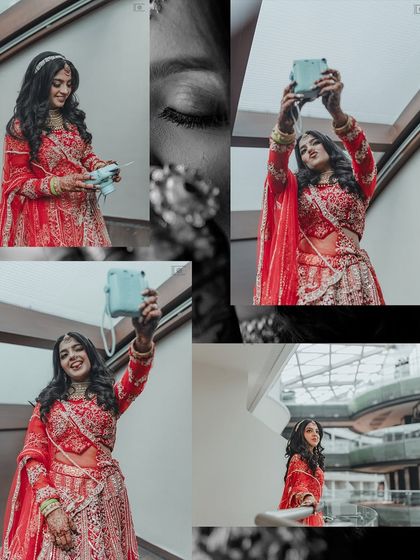 A collection of portraits showcasing the bride's personality. From taking fun polaroid selfies to elegant poses, we capture all sides of our beautiful bride.