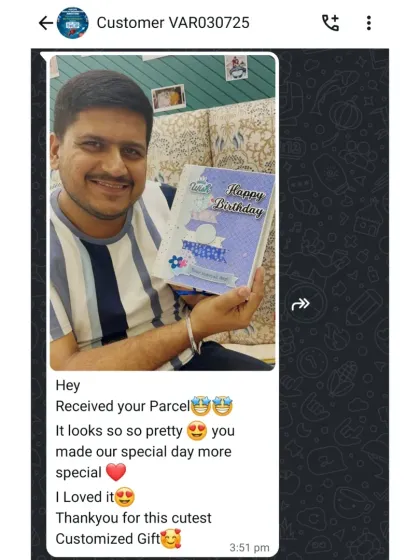 Nothing makes me happier than a happy customer. This lovely message from a client who gifted a scrapbook for her husband's birthday shows just how special these handmade gifts can make an occasion feel.